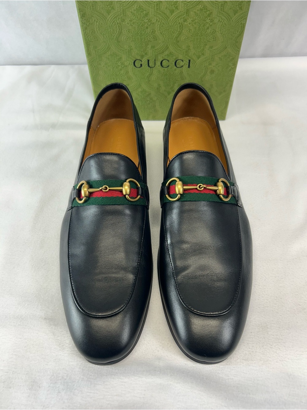Gucci Web Brixton Leather Loafers - Picture 1 of 8